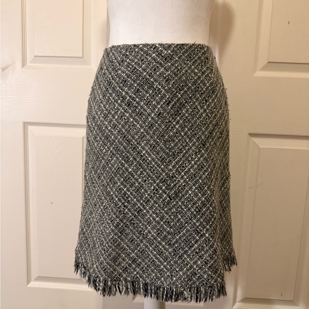 Apostrophe Black and White Tweed A-Line Skirt